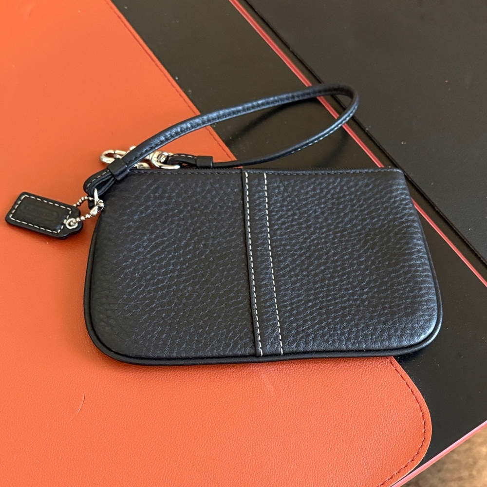 Coach Black Leather Wristlet